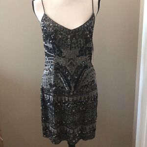 THEIA COUTURE BEADED COCKTAIL DRESS